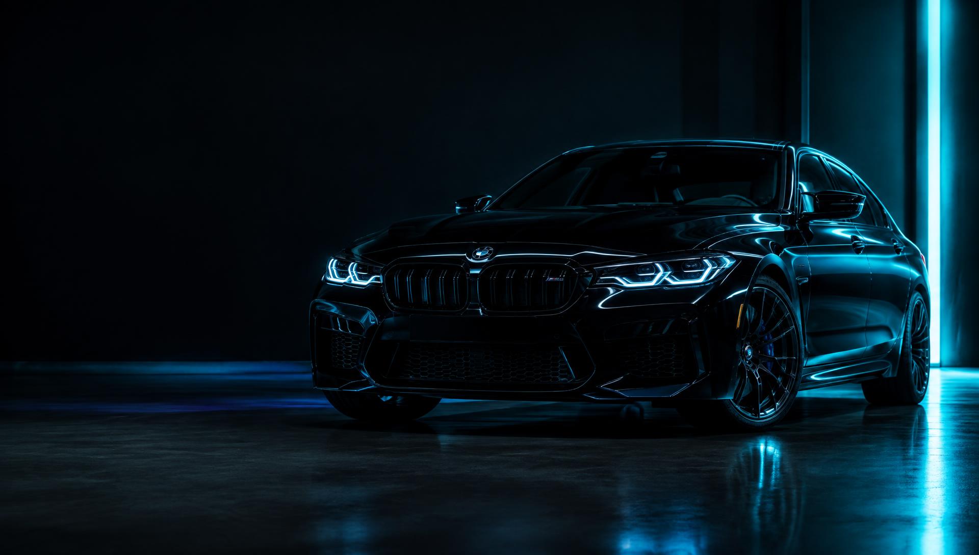 Glossy black sedan with a flawless paint finish under studio lighting