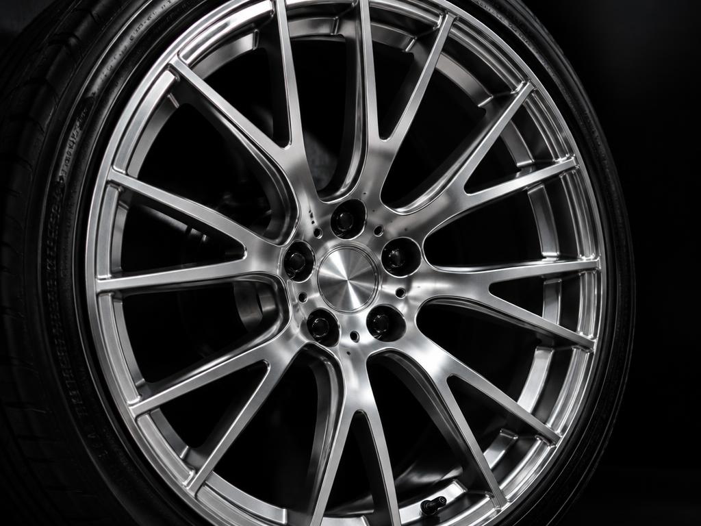 Close-up of a polished multi-spoke alloy wheel